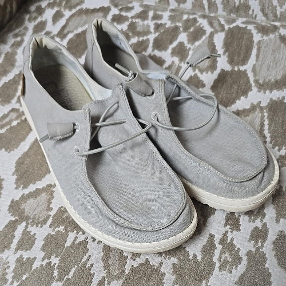 Hey Dude Gray Slip-On Loafers with Cushioned Soles - Picture 1 of 8